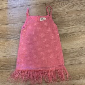 Lola + The Boys Pink Sparkle Fringe Dress
